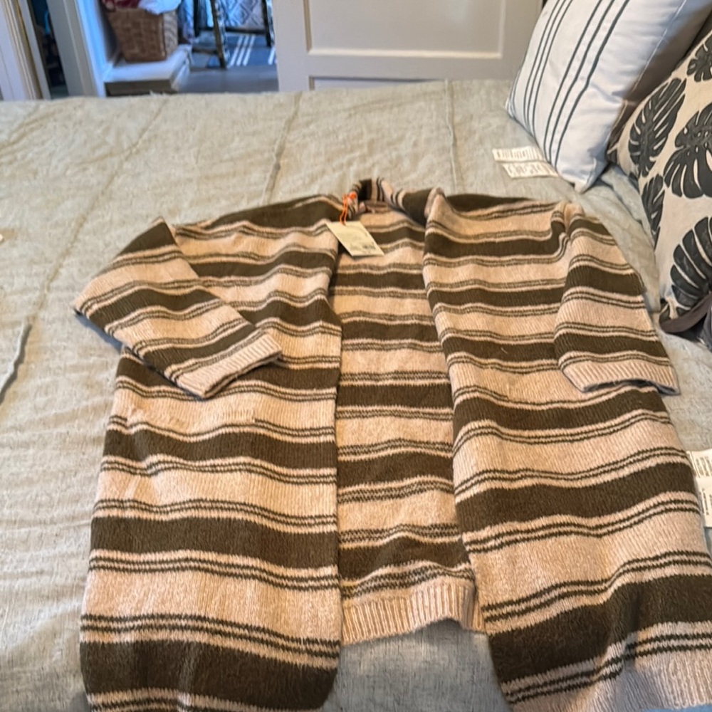 Striped Tan and Brown Cardigan